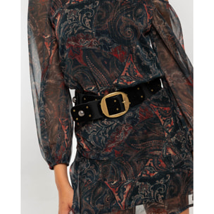 Cinturón de ante y cuero con tachuelas de mujer