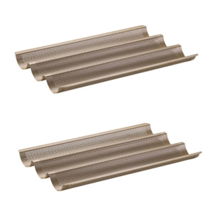Lot de 2 moules à gâteaux 38,5/24,6/3 cm en acier Zenker Mojave Gold