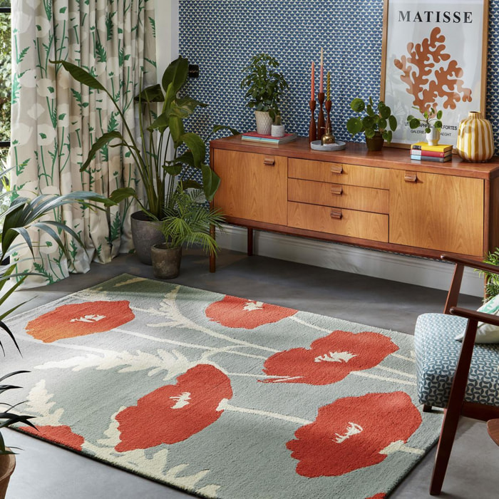 Tapis salon et chambre fait à la main en laine motif floral NUITORQ