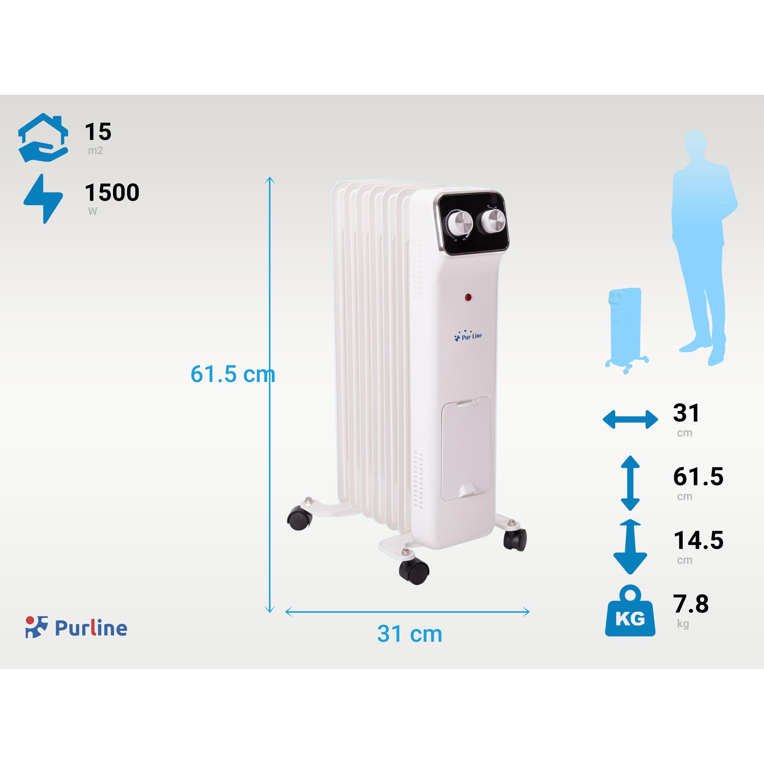 Radiador de aceite blanco de bajo consumo con recipiente para humidificación HOTI OR1500 PURLINE 1500 W