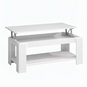 Tavolino Da Caffè Sollevabile Tavolo Da Salotto Rialzabile Salvaspazio Per Mangiare O Lavorare Dal Divano Con Piano Rialzabile 102 x 50 x 43 Cm Bianco