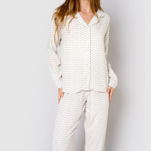 Pijama largo camisero de viscosa diana verde