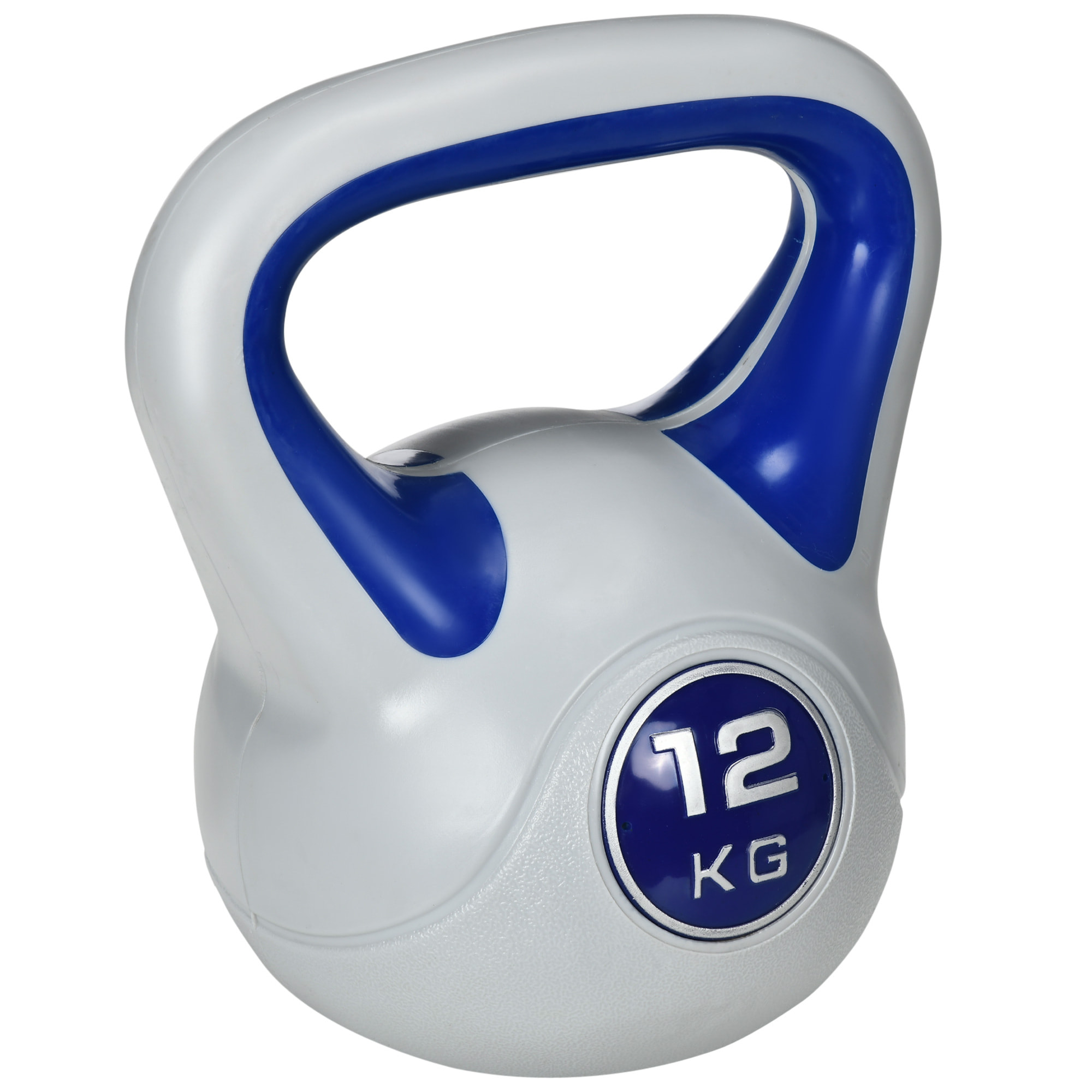 Pesa Rusa 12 kg Kettlebell Revestimiento de PU y Relleno de Arena Mango Ancho para Entrenamiento Culturismo en Casa Gimnasio 24x17x28 cm Azul Oscuro y Gris