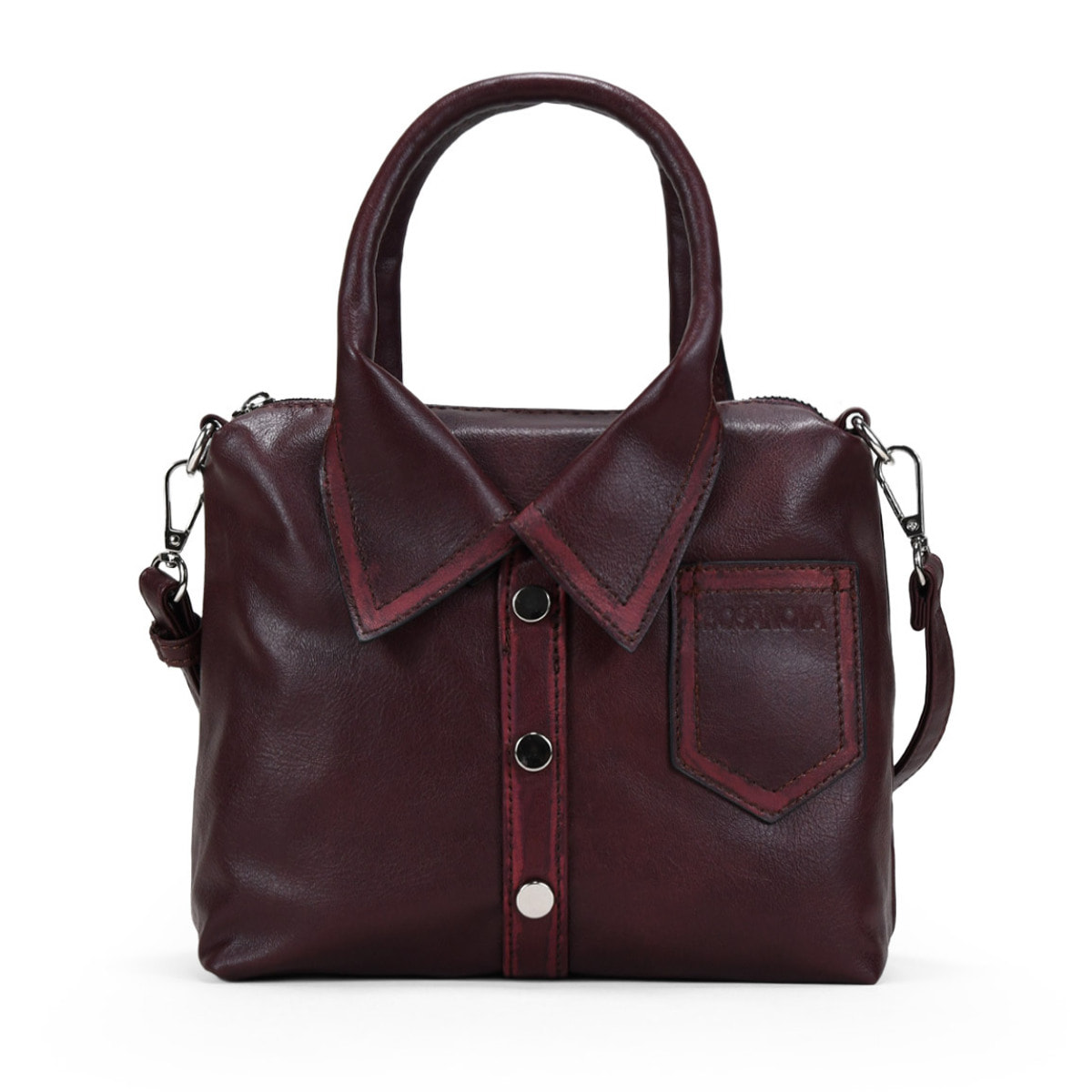 Bolso de mano burdeos pequeño con cremallera