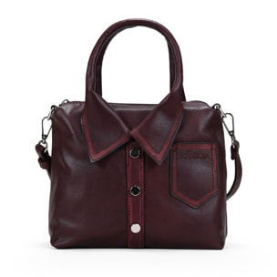 Bolso de mano burdeos pequeño con cremallera