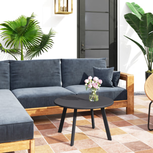 Outsunny Mesa de Centro de Jardín Redonda de Metal Mesa Auxiliar con Bordes Redondeados Patas Antideslizantes Mesa de Café para Patio Balcón Salón Ø70x42 cm Gris Carbón