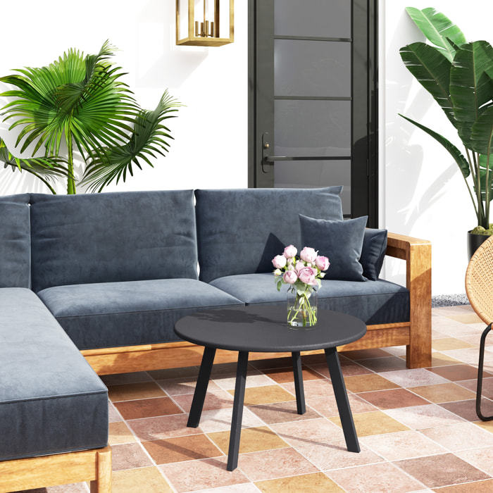 Outsunny Mesa de Centro de Jardín Redonda de Metal Mesa Auxiliar con Bordes Redondeados Patas Antideslizantes Mesa de Café para Patio Balcón Salón Ø70x42 cm Gris Carbón