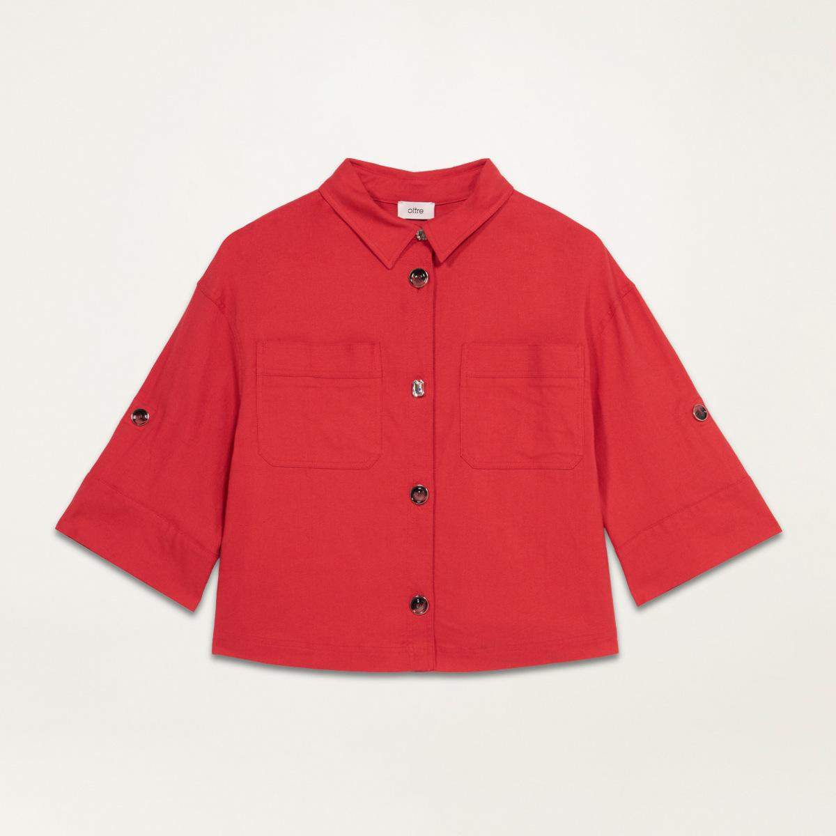 Oltre - Chaqueta boxy mezcla de lino - Rojo