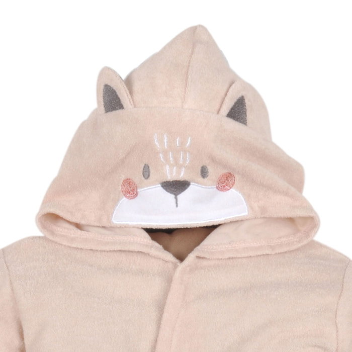 Peignoir à capuche petit renard - Taupe