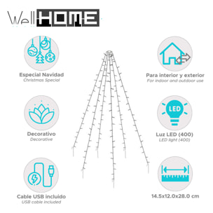 luces de bandera con 400 led en blanco cálido