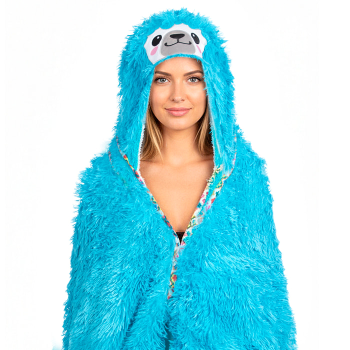 Accappatoio per adulti con cappuccio design alpaca. 120x152 cm.