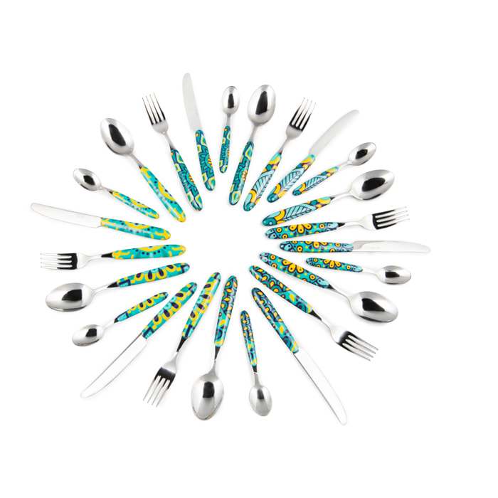Servizio 24 posate Excelsa – Mandala Mediterraneo, Acciaio Multicolore