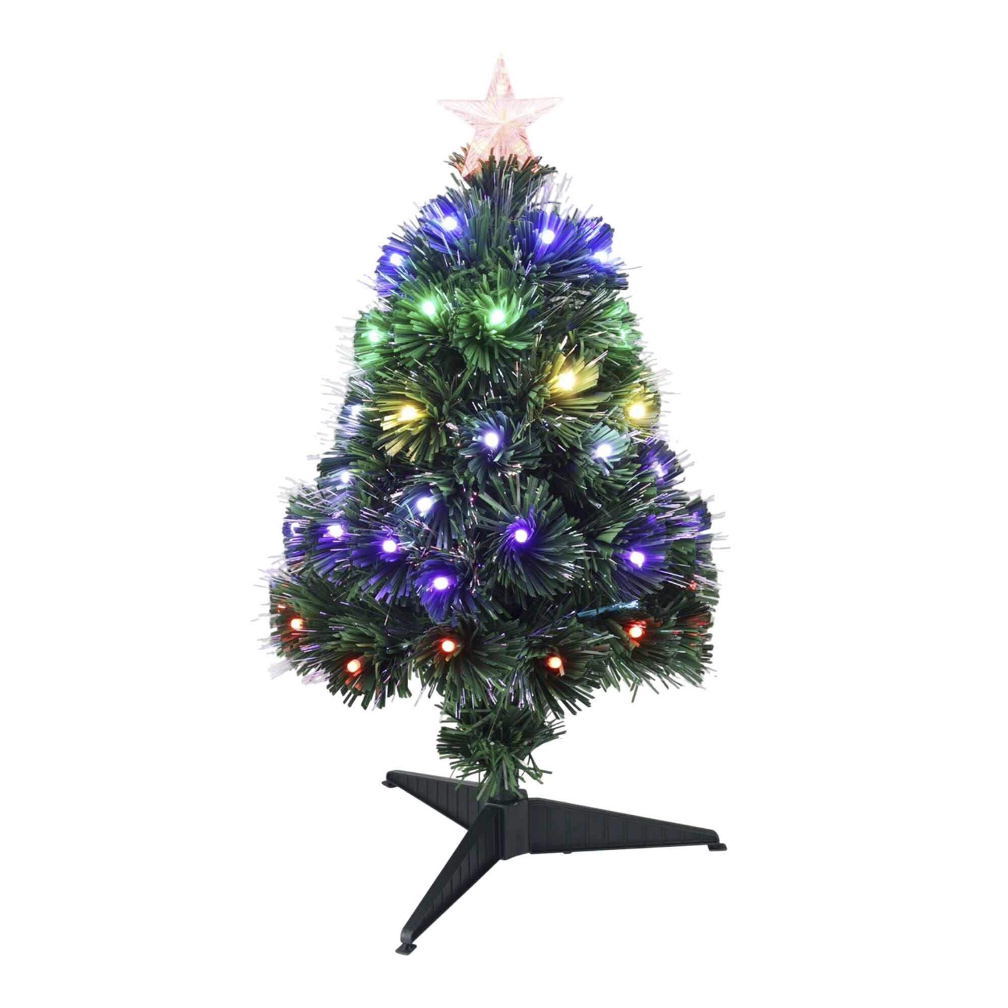 Árbol árbol de navidad de fibra óptica con 60 luces led rgb y 8 funciones de color h.60cm