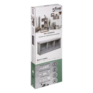 Banc 3 cases Effet chêne gris Mix N' Modul