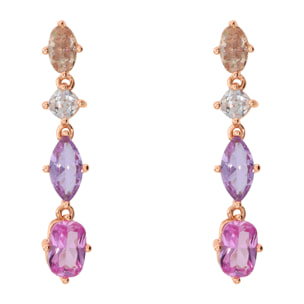 Orecchini Pendenti con Cubic Zirconia Miste Colorate