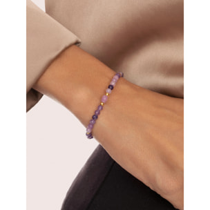 Pulsera Amulet Amatista Acero Baño Oro