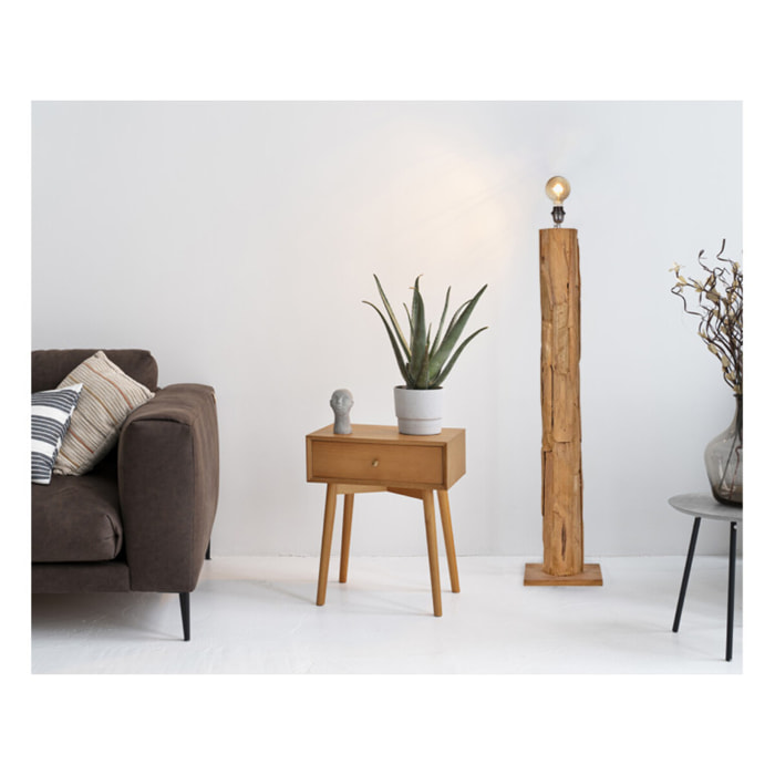 Lampadaire morceaux de teck exotique naturel assemblés - PONGO