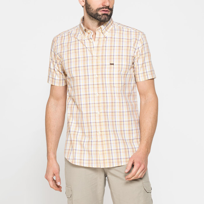 CAMICIA A MANICA CORTA IN COTONE CON FANTASIA