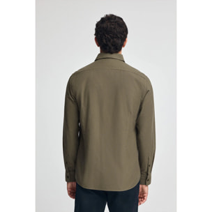 Camicia verde militare slim fit e collo italiano con logo Rigby Go