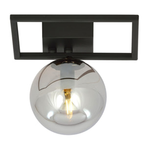Lampada da soffitto Imago in acciaio nero opaco e vetro grafite