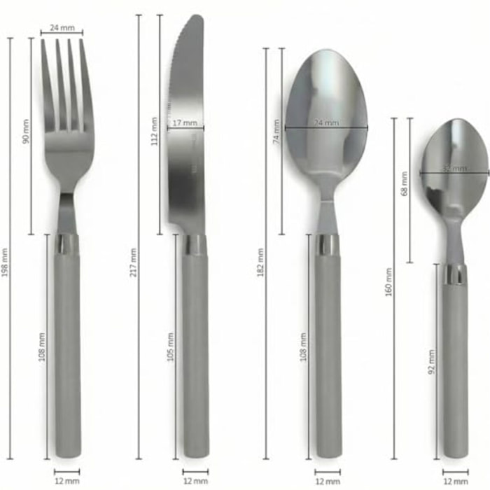 Set 24 Posate in Acciaio Inox 18/10, lavabile in lavastoviglie, design materico, Intrecci