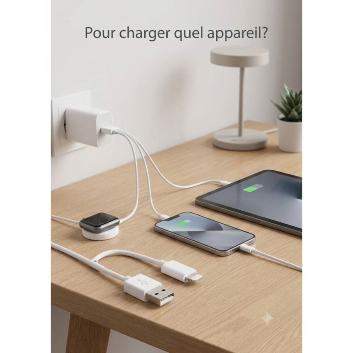 Câble Lightning ESSENTIELB vers USB 1M certifié Apple Blanc compatible iPhone 14 13 12 Pro Max et iPad