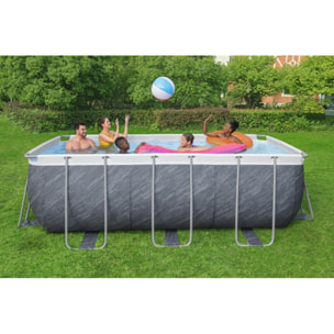 Bestway Piscine hors sol - Rectangulaire - Power Steel - Décor marbre - 412 x 201 x 122 cm