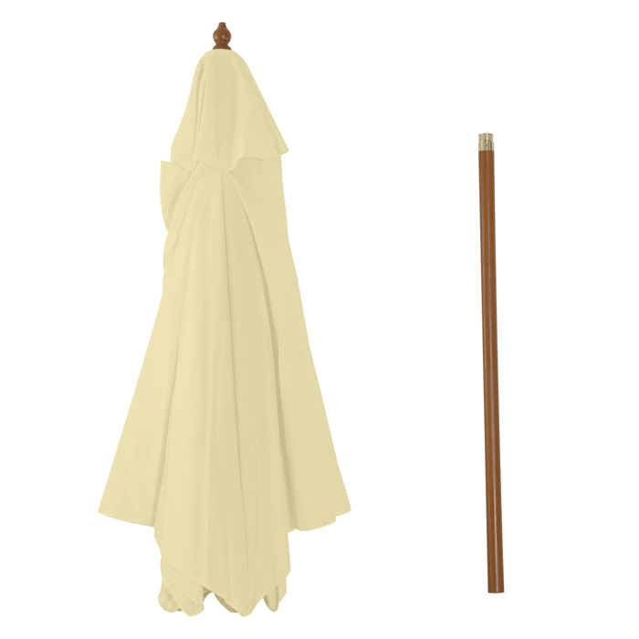Outsunny Parasol droit hexagonal grande taille de jardin Ø 2,5 x 2,3H m bois de bambou crème