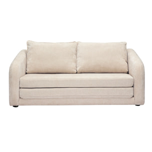 Canapé convertible 2 places en tissu effet velours texturé beige MAHAUT