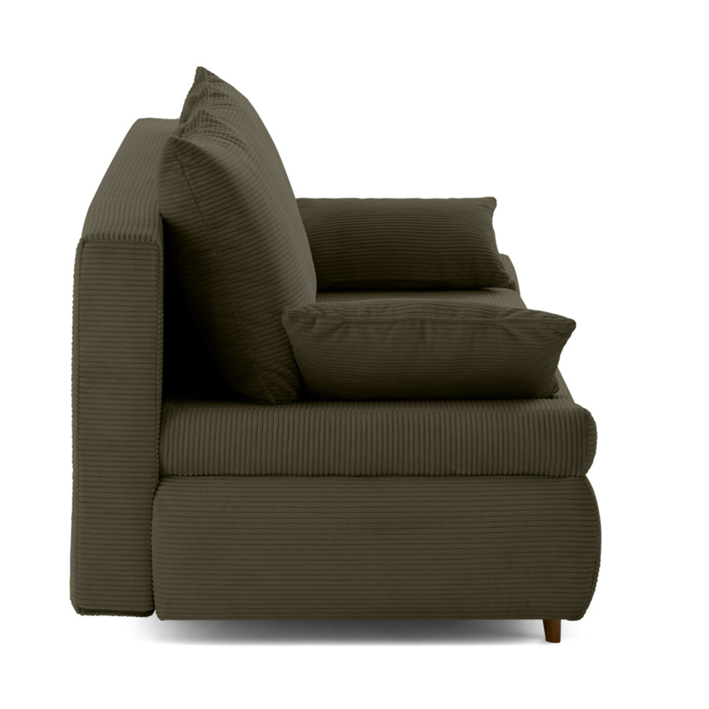 Larson - canapé droit 3 places convertible avec coffre en velours côtelé - Vert Kaki