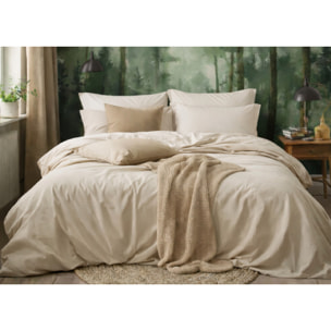 Parure Copripiumino Estate/Inverno 100% Raso Cotone Tinta Unita Beige 02 GI