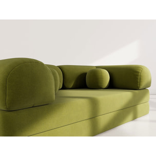 Nebula - Canapé 3 places convertible en velours texturé - Vert Kaki
