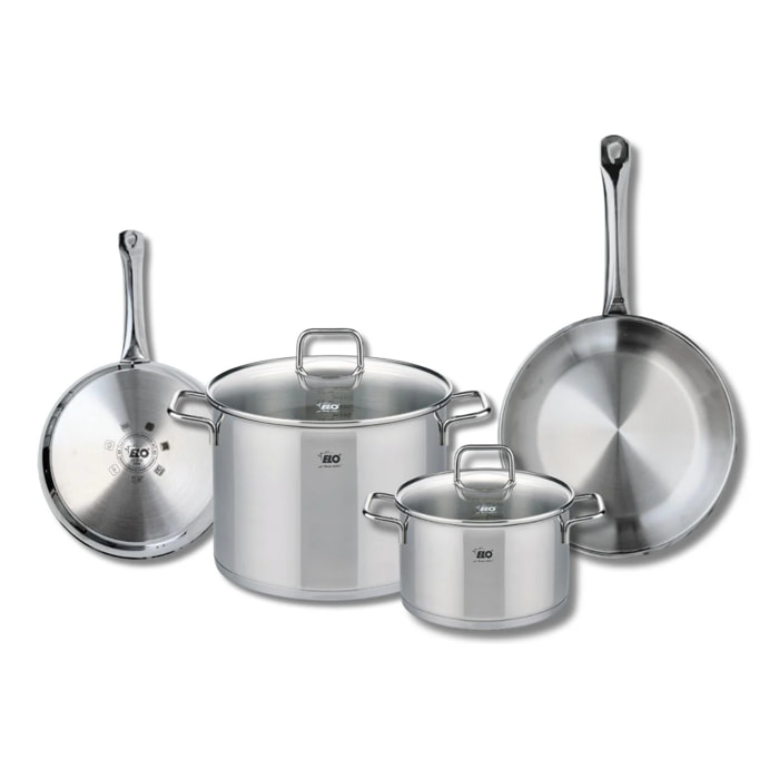 Set de 2 Poêles de cuisson 24 et 28 cm et 2 faitouts 20 et 26 cm Elo Profi Citrin