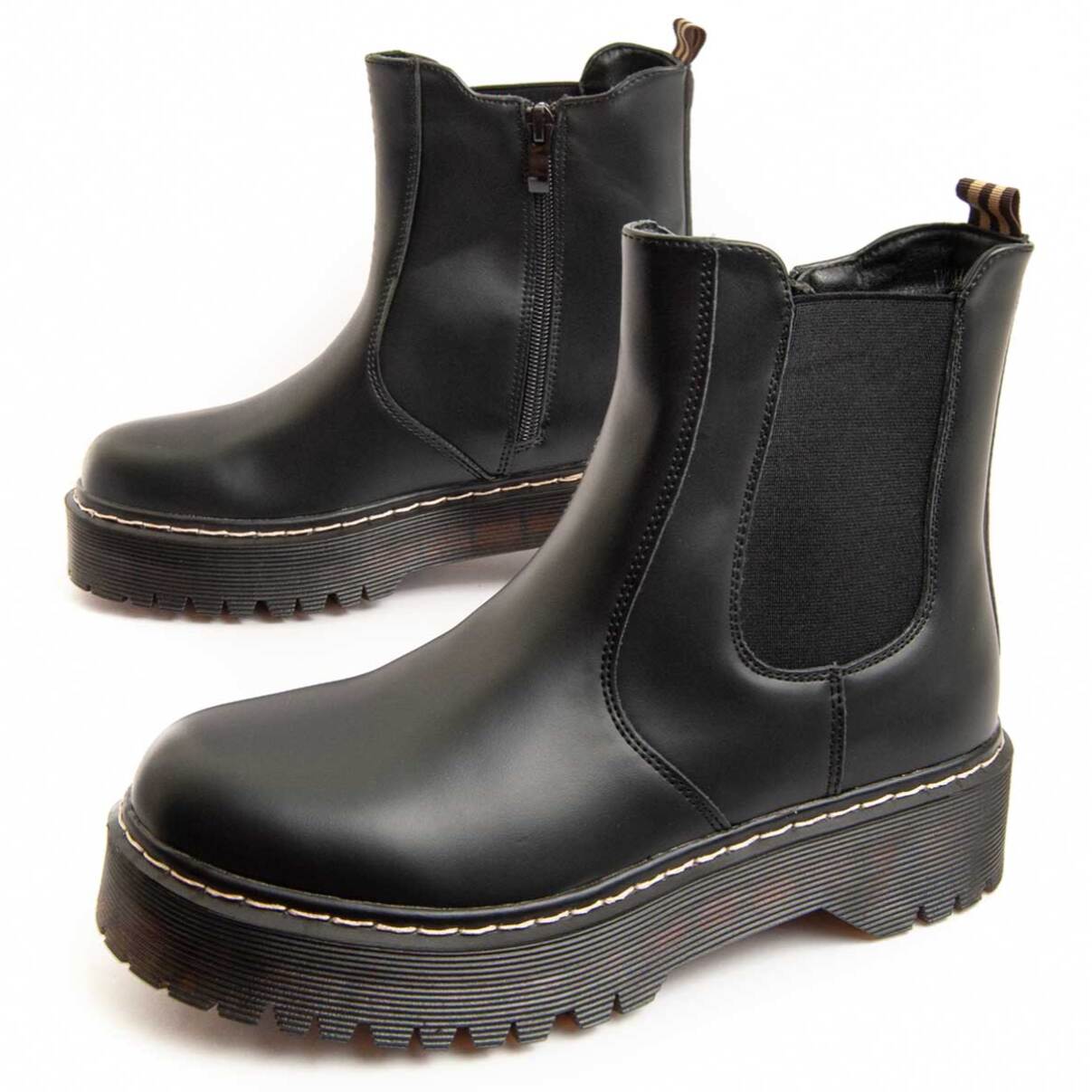 Botín De Plataforma - Negro - Altura: 4 Cm