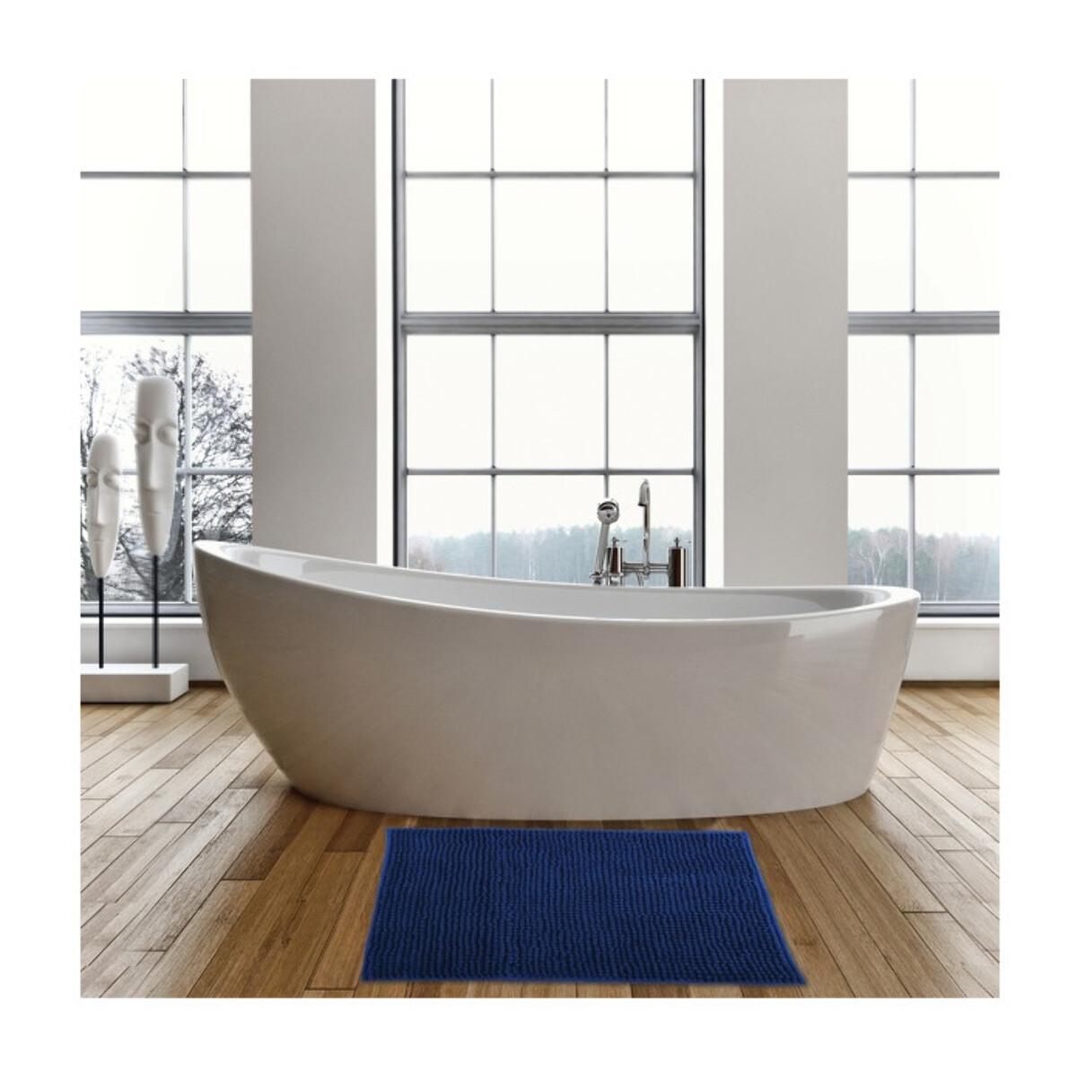 Lot de 2 tapis de bain CHENILLE 40x60 Bleu Foncé