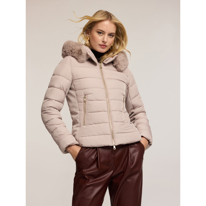 Motivi - Piumino corto con cappuccio - Beige