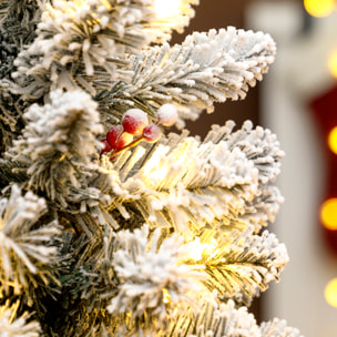 Árbol de Navidad con 35 Luces LED, 60 cm, Mini Árbol de Navidad Artificial con 72 Ramas Densas con Nieve, Piñas, Bayas y Base de Arpillera, Decoración Navideña de Mesa para Casa, Oficina, Verde