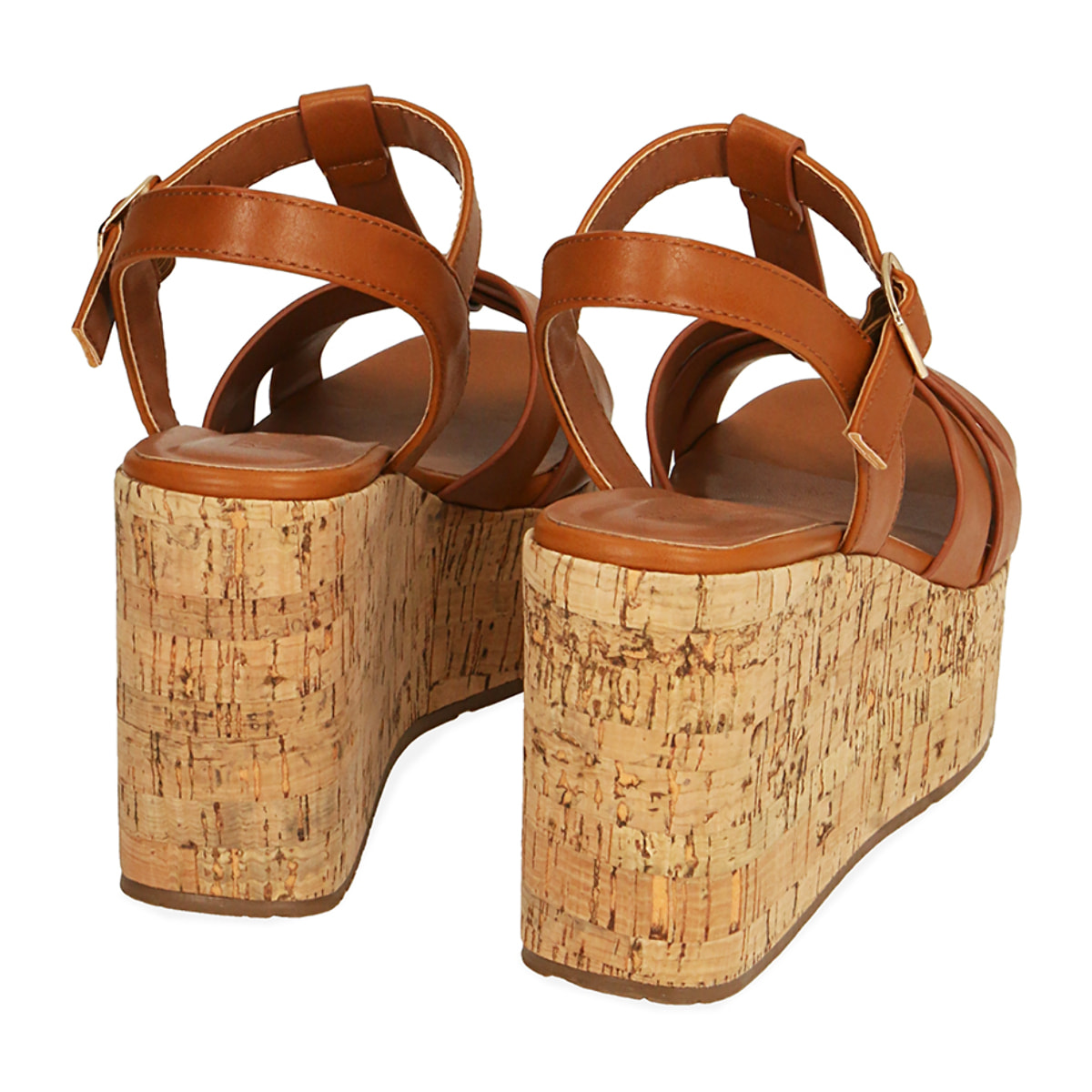 Sandalias color coñac, plataforma de 9,5 cm