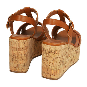 Sandalias color coñac, plataforma de 9,5 cm