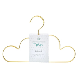 Lot de 3 cintres "Nuage" doré plastique