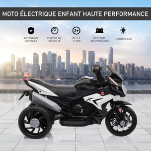 Moto électrique pour enfants 3 roues 6 V 3 Km/h effets lumineux et sonores noir