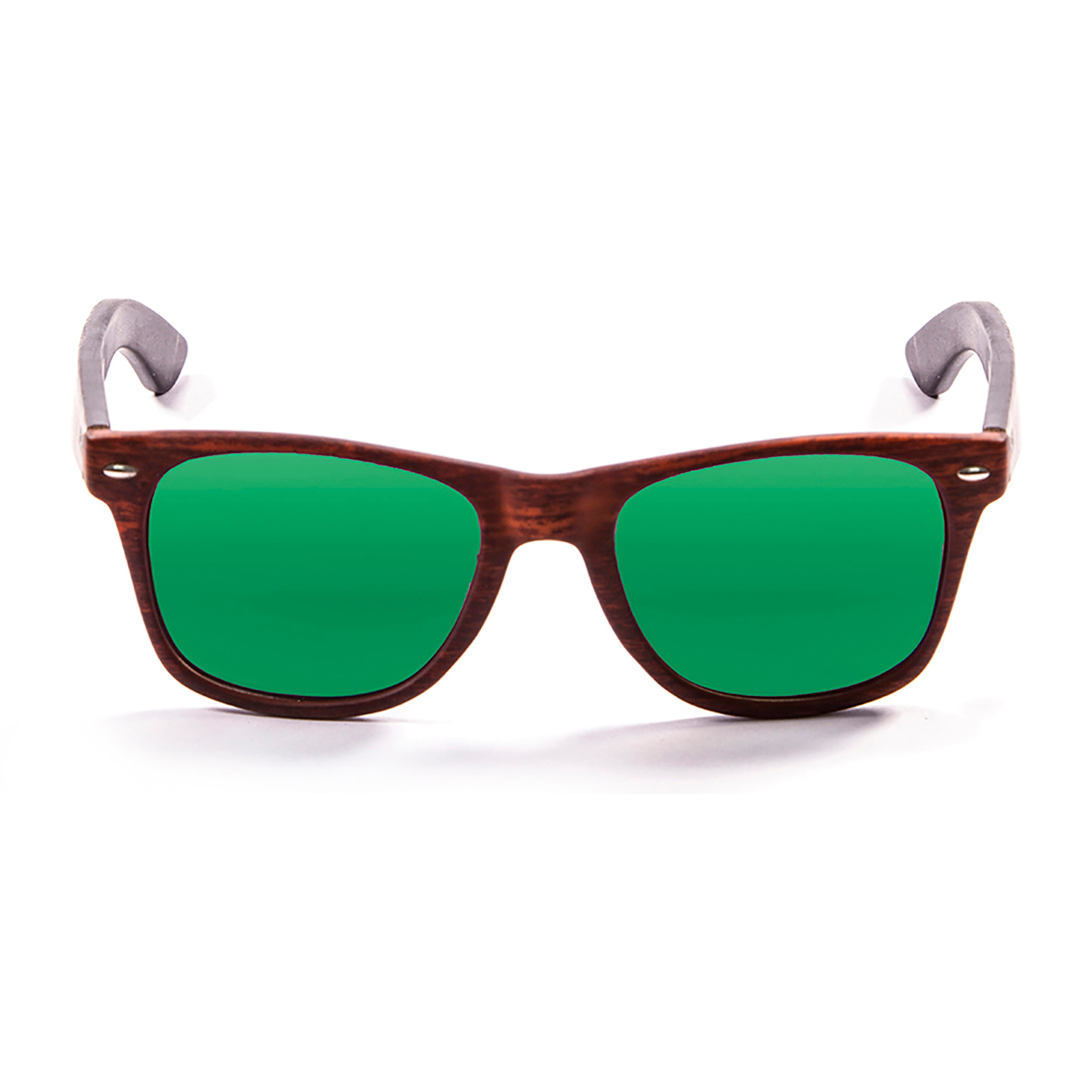Gafas de sol OCEAN BEACH WOOD - De brazo marrón bambú con frente marrón oscuro / Revo verde