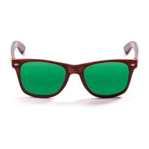 Gafas de sol OCEAN BEACH WOOD - De brazo marrón bambú con frente marrón oscuro / Revo verde