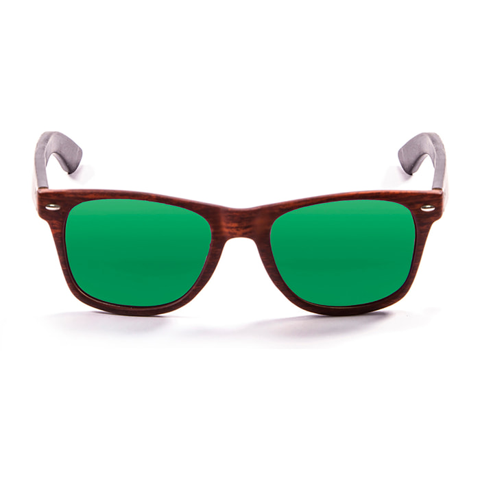 Gafas de sol OCEAN BEACH WOOD - De brazo marrón bambú con frente marrón oscuro / Revo verde