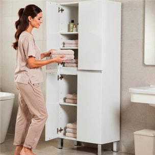 Colonna Bagno 4 Ante Con Ripiani Regolabili Mobile Alto Salvaspazio Design Moderno Bagno Lavanderia Ripostiglio 182 x 60 x 35 Cm Colore Bianco