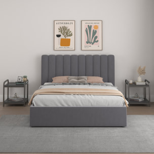 LEANA Lit avec coffre de rangement 160x200cm velours gris foncé