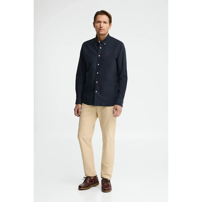 Camisa oxford azul marino de corte regular y logo Rigby Go