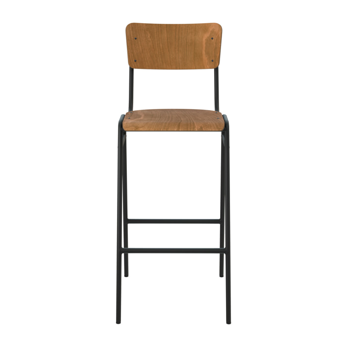 Lot de 2 chaises de bar 75 cm en bois - Clem