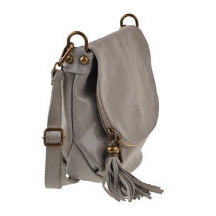 Borse Donna colore Grigio-in pelle Made in Italy 31X24X6cm