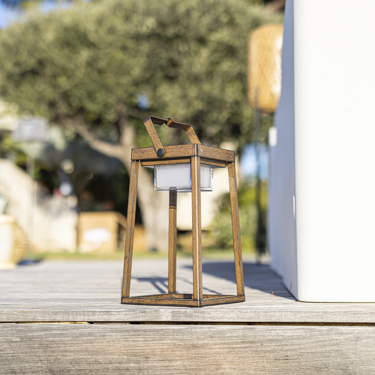 Lanterne solaire effet bois VERONA H30cm